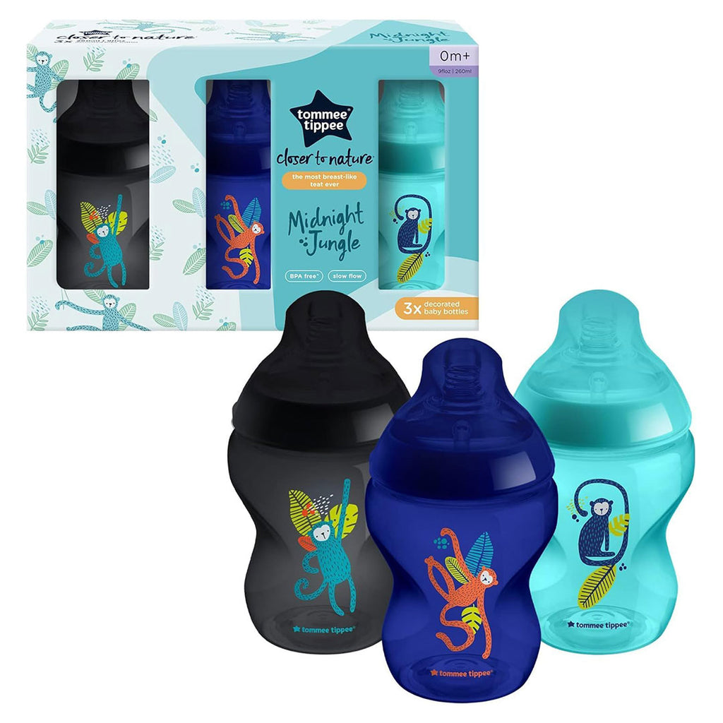 Tommee Tippee - Closer to Nature Baby Bottles - 260ml, Pack of 3 Blue