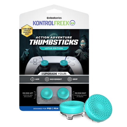 KontrolFreek Lotus for PS5 and PS4, Performance Thumbsticks - Teal/Clear