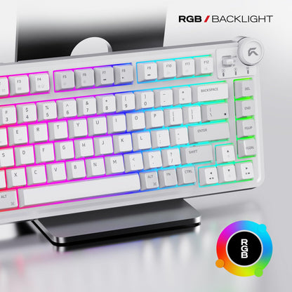 Cybeart Nighthawk 75 - TKL Tri-Mode Wireless RGB Gaming Keyboard - White