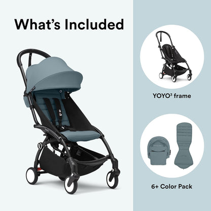Stokke YOYO3 Black Frame & 6+ Aqua Bundle