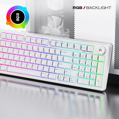Cybeart Akula 99 - Compact Full Size Tri-Mode Wireless RGB Gaming Keyboard - White
