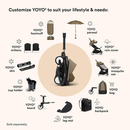 Stokke YOYO3 Frame Black + Newborn & 6+ Pack Bundle - Toffee