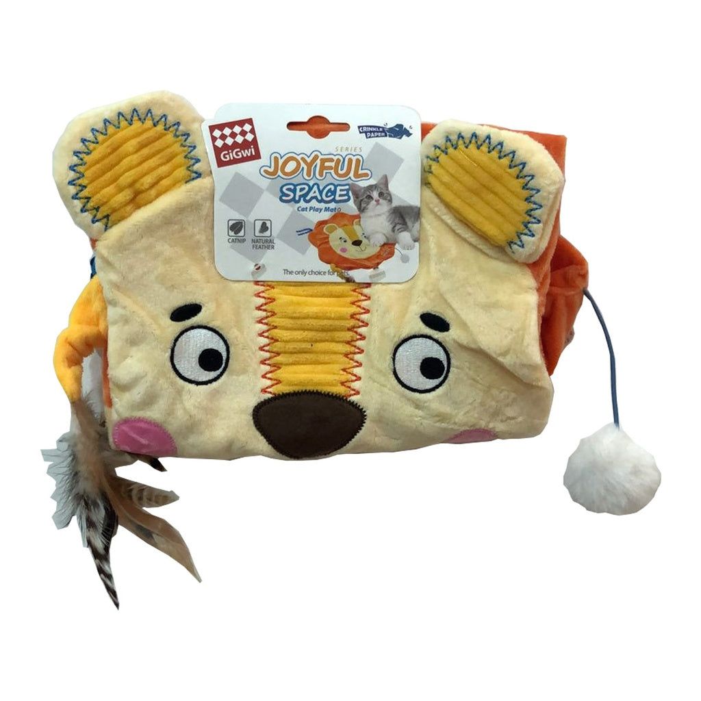 Gigwi Joyful Space Series Cat Play Mat Lion with Crinkle Paper & Catnip Bag Cat Toy