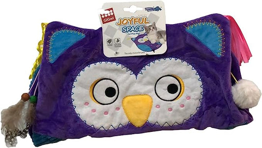 Gigwi Joyful Space Series Cat Play Mat Owl with Crinkle Paper & Catnip Bag Cat Toy