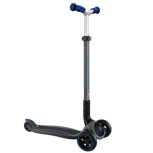 Globber - Master Prime 3 Wheel Light Up Scooter, Patented Steering Lock System, 5-Height Adjustable T-bar, Patented Folding System, 4 Years+, 61 x 37 x 94 cm - Navy Blue/Black