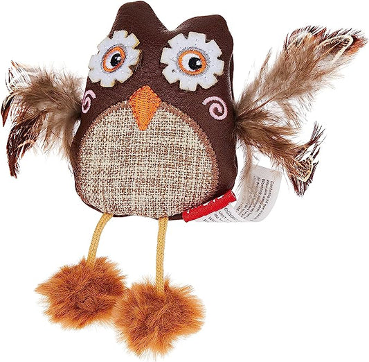 Gigwi Toy Owl Catch & Scratch Eco line with Slivervine Leaves and Leatherette