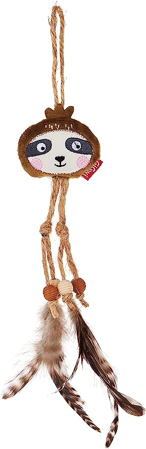 Gigwi Toy Sloth Catch & Scratch Eco line with Slivervine Leaves and Natural Feather