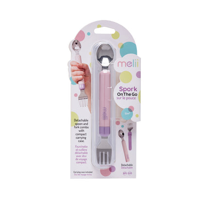 Melii Detachable Spoon & Fork With Carrying Case - Pink/Purple