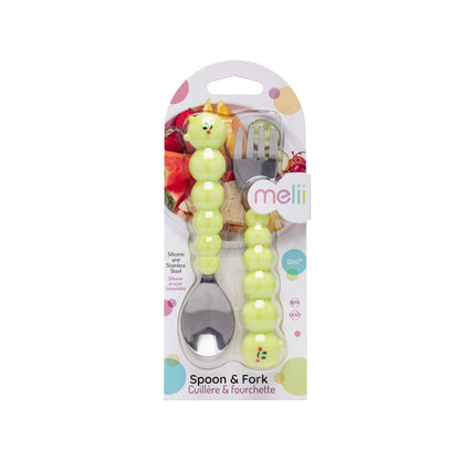 Melii Silicone Caterpillar Spoon & Fork Set
