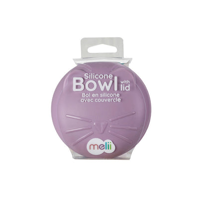Melii Silicone Bowl with Lid 350 ml - Purple Cat