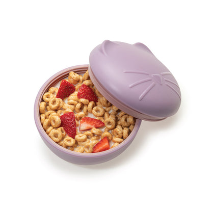 Melii Silicone Bowl with Lid 350 ml - Purple Cat