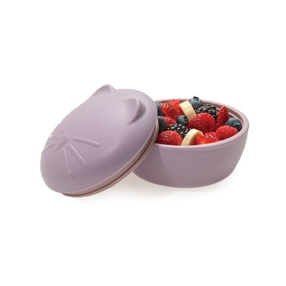 Melii Silicone Bowl with Lid 350 ml - Purple Cat