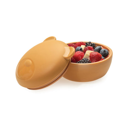 Melii Silicone Bowl with Lid 350 ml - Brown Bear