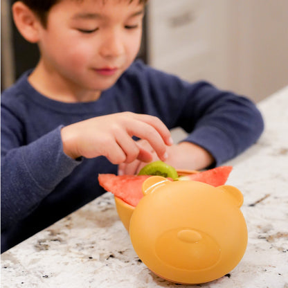 Melii Silicone Bowl with Lid 350 ml - Brown Bear
