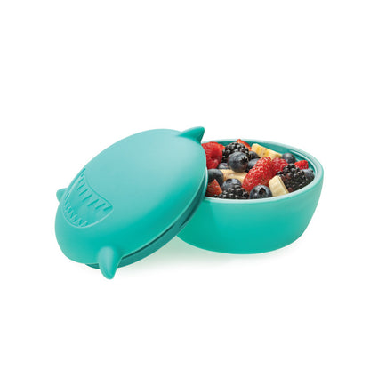 Melii Silicone Bowl with Lid 350 ml - Turquoise Shark