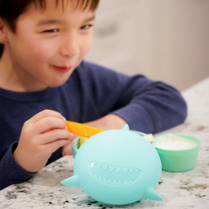 Melii Silicone Bowl with Lid 350 ml - Turquoise Shark