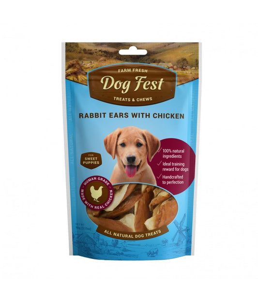 Dog Fest Rabbit Ears With Chicken for Puppies Treats 90gm / 3.17oz