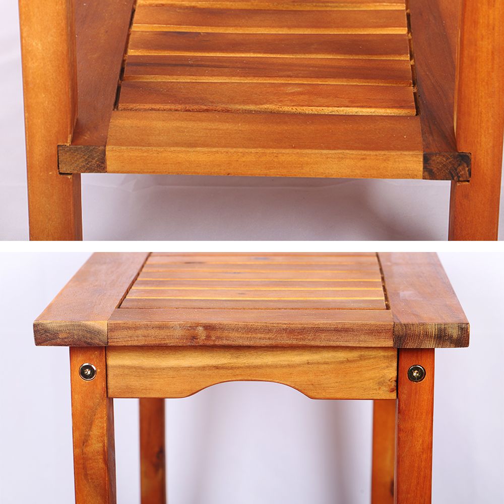 Solid Acacia Wood Table Bamboo Stool