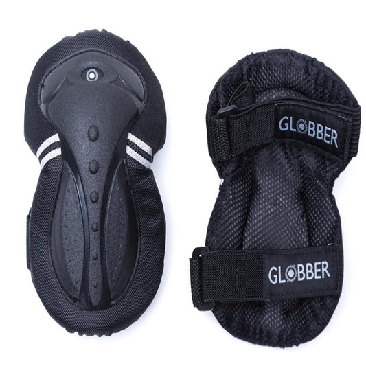 Globber - Kids Medium Protective Pad Set Black - Adjustable Elbow, Knee & Wrist Guards for Safety, Ages 8 Years+