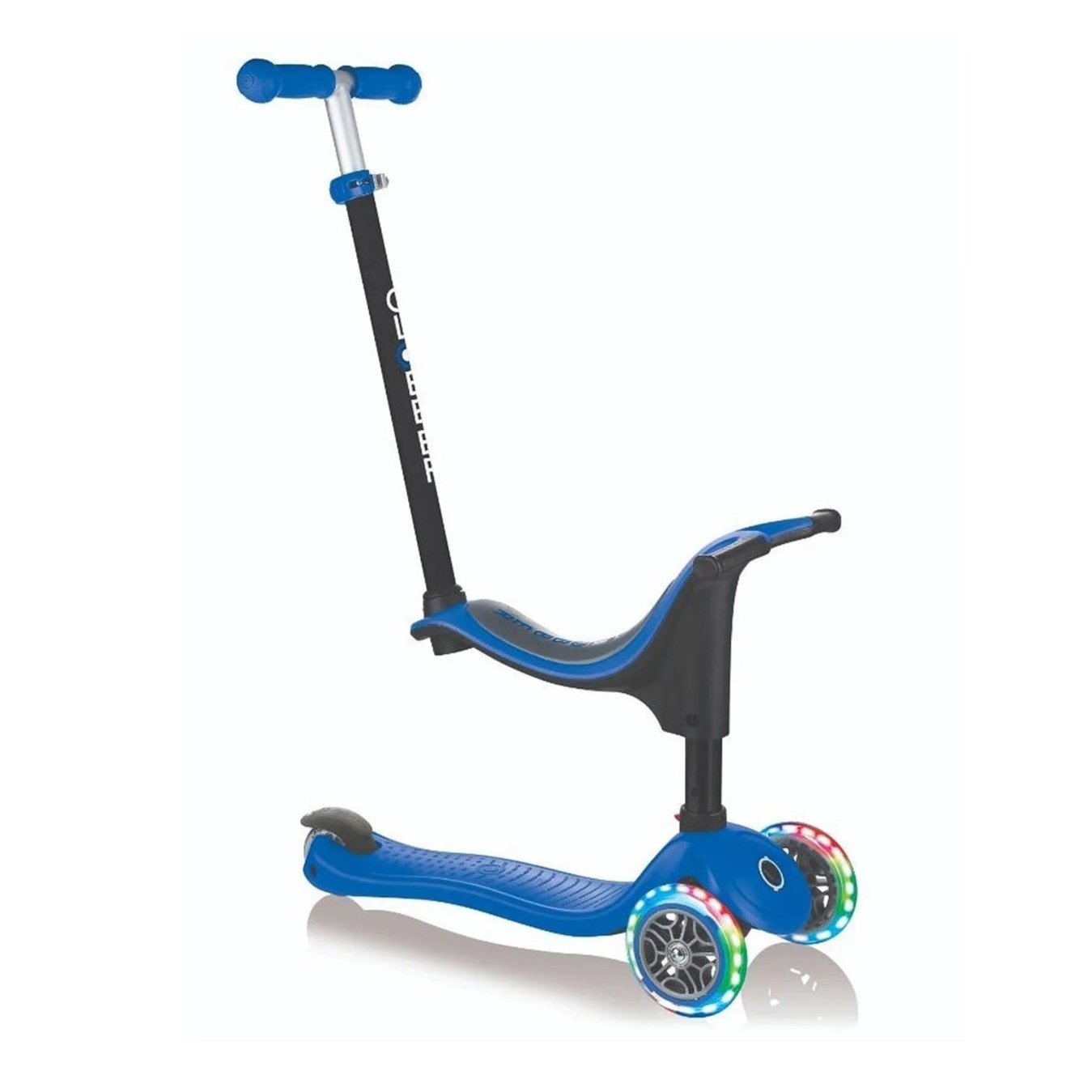 Globber - EVA 4-in-1 Transformable Scooter with Lights, Navy Blue, Parental Handle, Ages 15 Months+