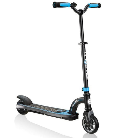 Globber - One K E-Motion 10 Electric Scooter for Kids 8+ with LED Battery Gauge and Dual Brake System, Anti-Slip Deck, Adjustable Height - Sky Blue/Black