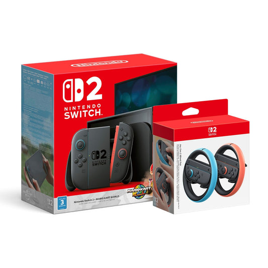 Nintendo Switch 2 + Mario Kart World + Joy-Con 2 Wheel Pair Bundle