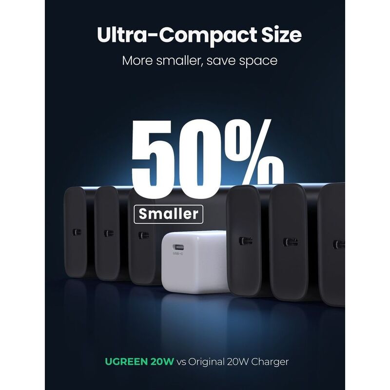 UGreen 20W PD USB-C Fast Charger UK - White