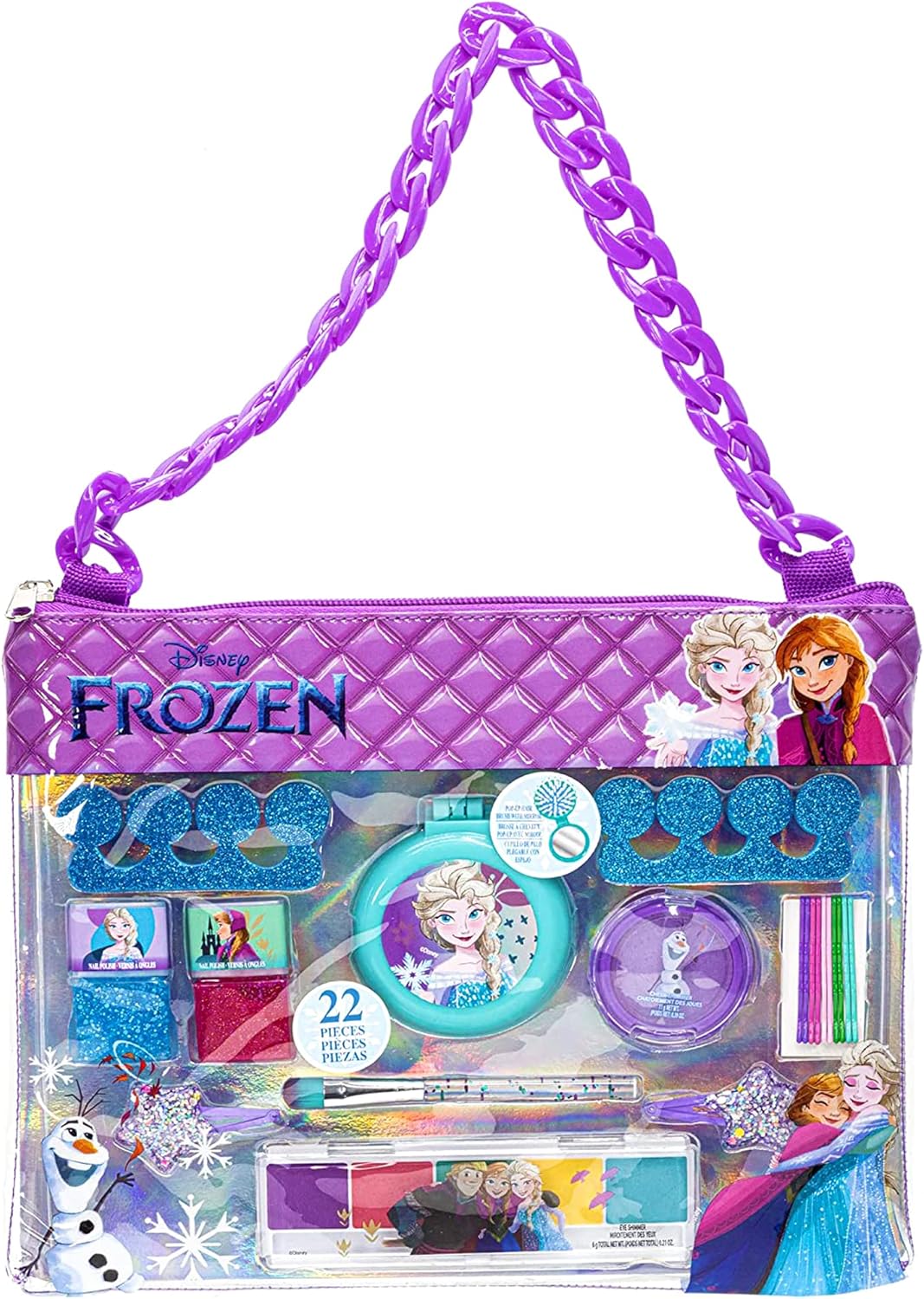 Townley Girl Disney Frozen Cosmetic Chain Bag - 22 Pieces