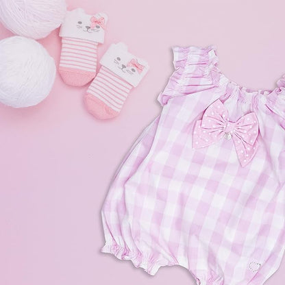 MOON 100% Cotton  Romper 0-3M Pink - Pink Gingham