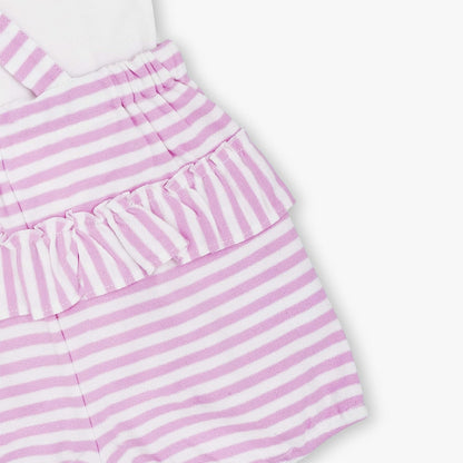 MOON 100% Cotton Collar Top and Dungaree 18-24 M Pink - Pink Stripes