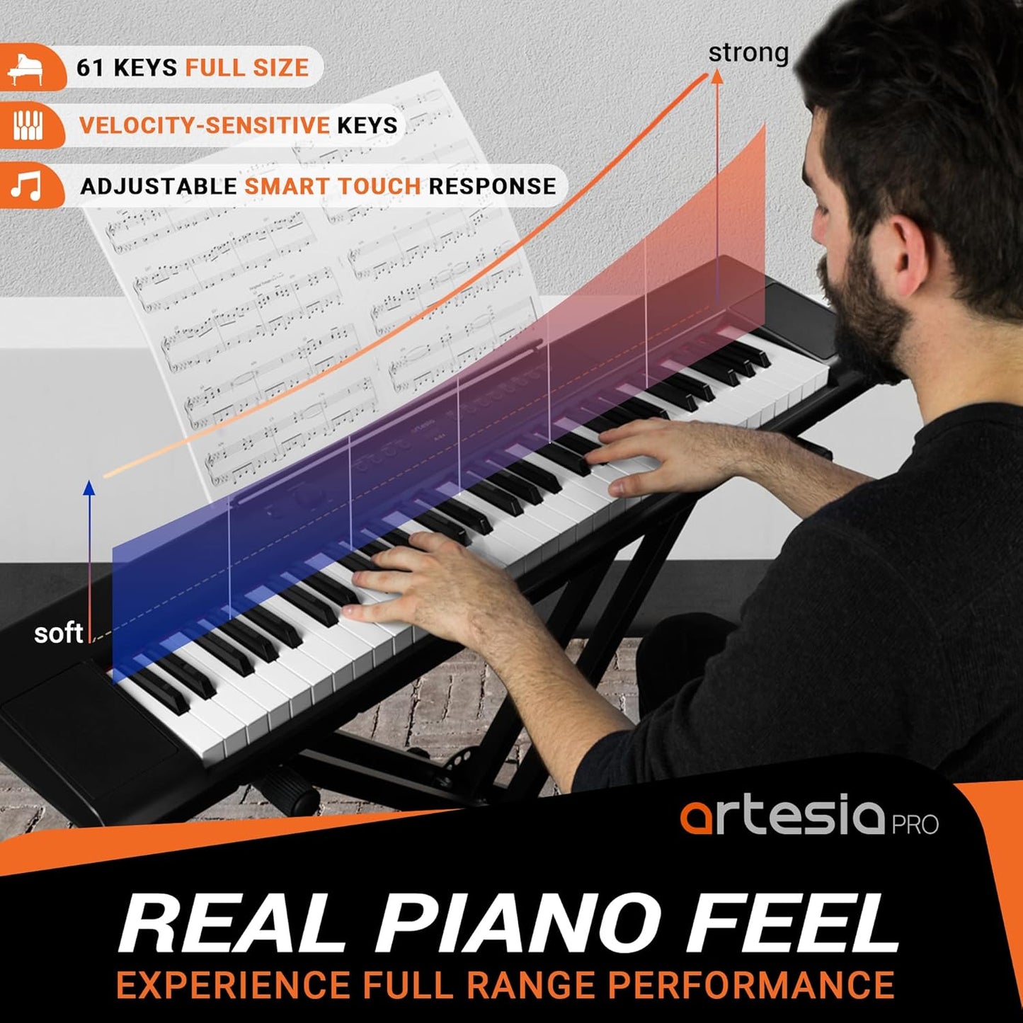 Artesia Pro A-61 Semi-Weighted Velocity Sensitive Keyboard – Flitit ...