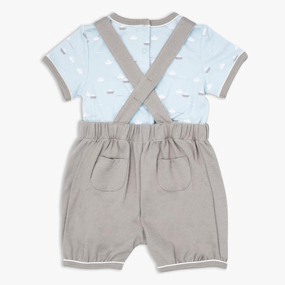 MOON 100% Cotton T-Shirt and Dungaree 18-24M Teal - Little Boat