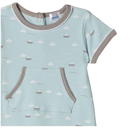 MOON 100% Cotton Romper 3-6M Teal - Little Boat
