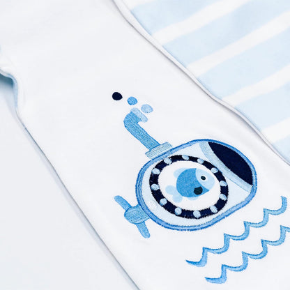 MOON 100% Cotton Footed Sleepsuit 0-1M Blue - Little Submarine