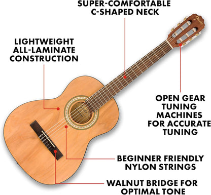 Fender 0971940021 FA-25N 3/4 Size Nylon String Acoustic Guitar - Natural