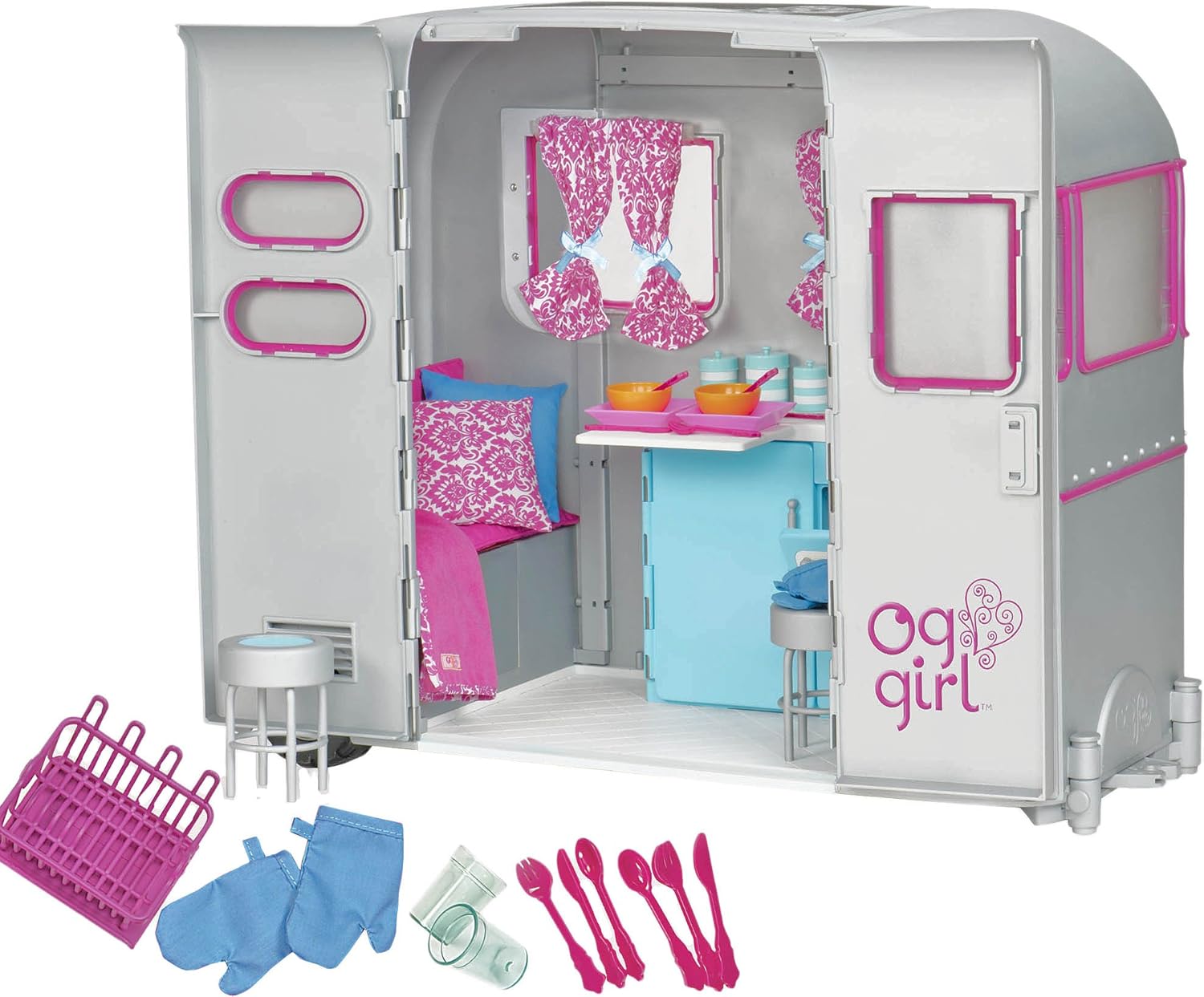 Our Generation, R.V. Seeing You Camper Trailer Playset for 18-inch Dolls