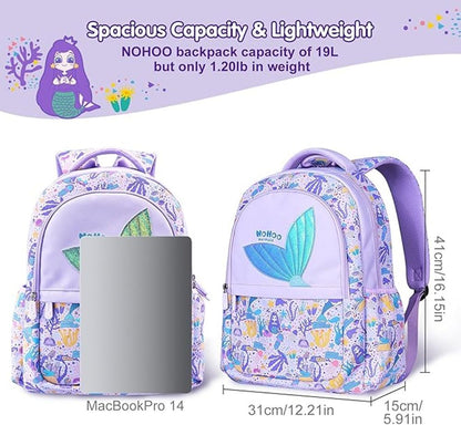Nohoo - 16" Mermaid School Backpack - Purple