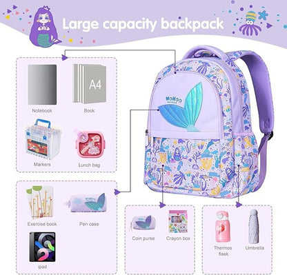 Nohoo - 16" Mermaid School Backpack - Purple