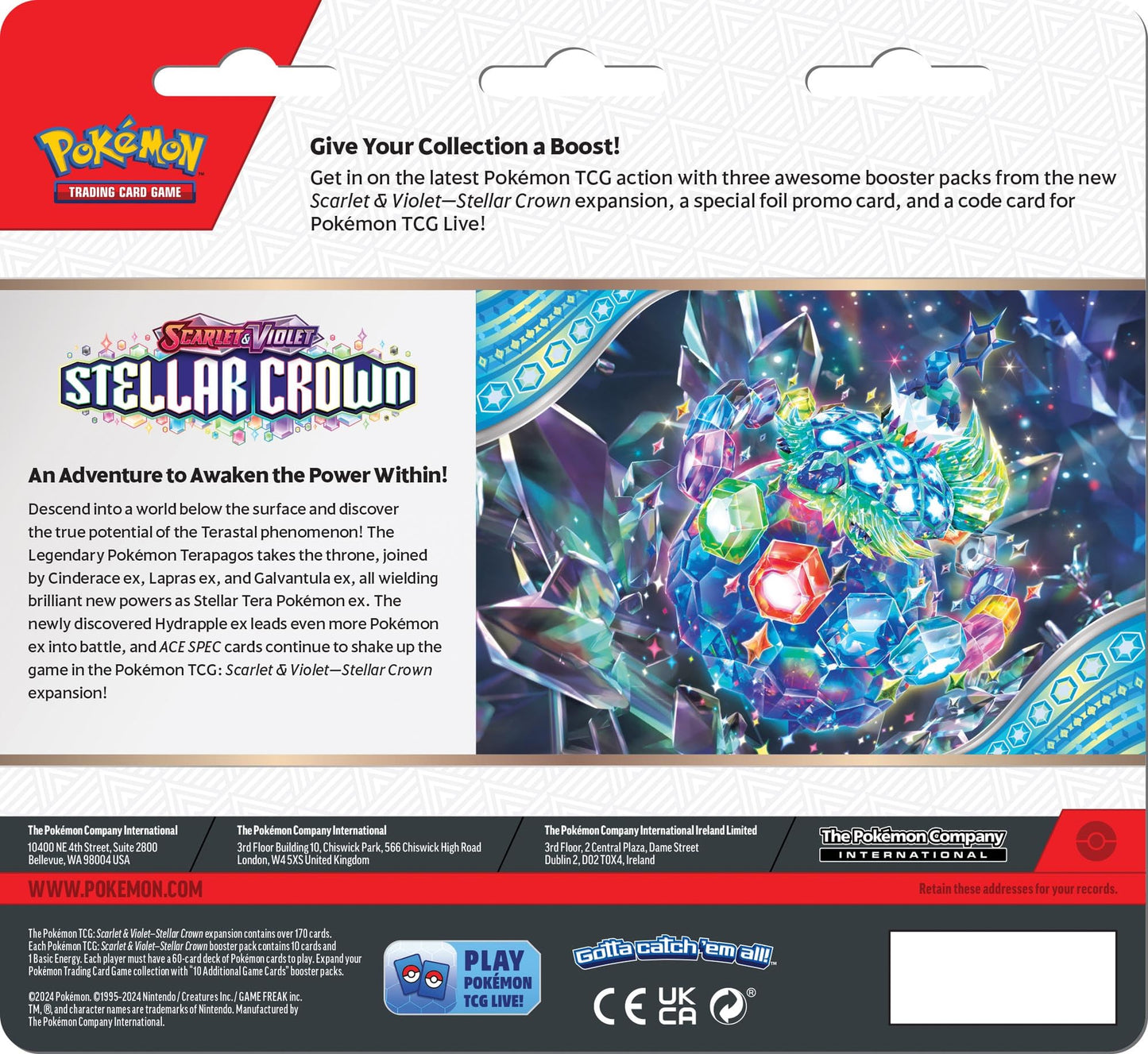 Pokemon Blister Pokemon TCG: Scarlet & Violet Stellar Crown Booster Pack  SV07 English Near Mint Scarlet & Violet TCG Cards