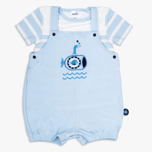 MOON 100% Cotton T-Shirt and Dungaree 18-24M Blue - Little Submarine