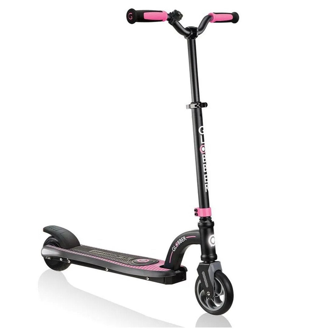 Globber - One K E-Motion 10 Kids Electric Scooter - Adjustable, Dual-Brake, Light-Up Wheels, Pink/Black