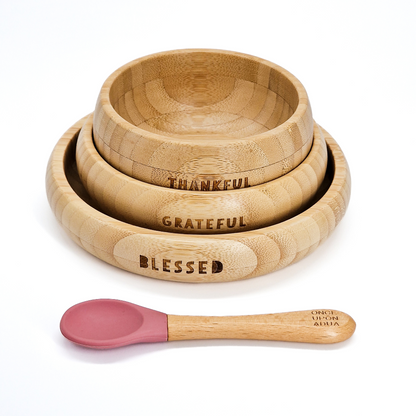 Once Upon a Dua - My First Breakfast Set (4pc Bamboo Set) - Rose Pink