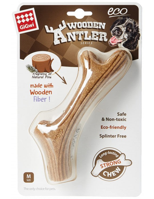 Dog Chew Wooden Antler with Natural Wood and Synthetic Material