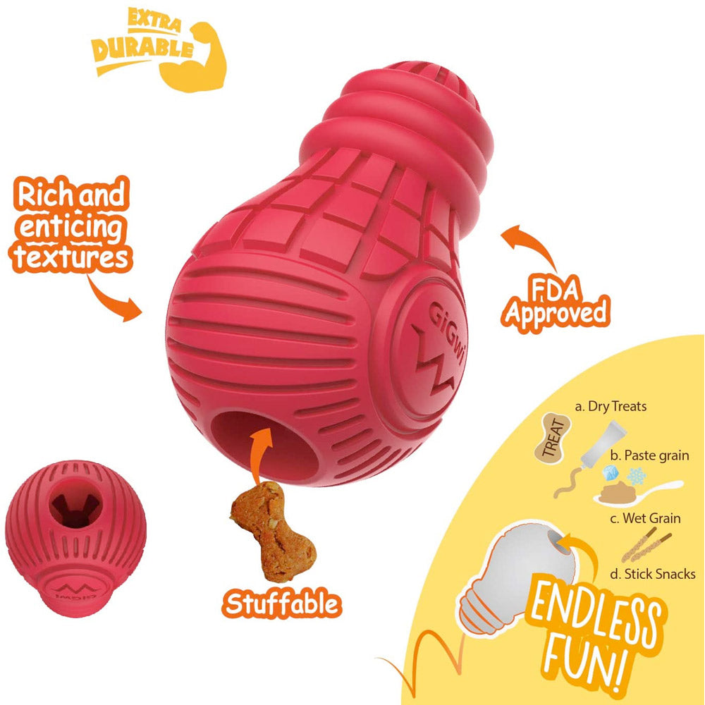 Gigwi Red Bulb Dispensing Treat Dog Toy Medium