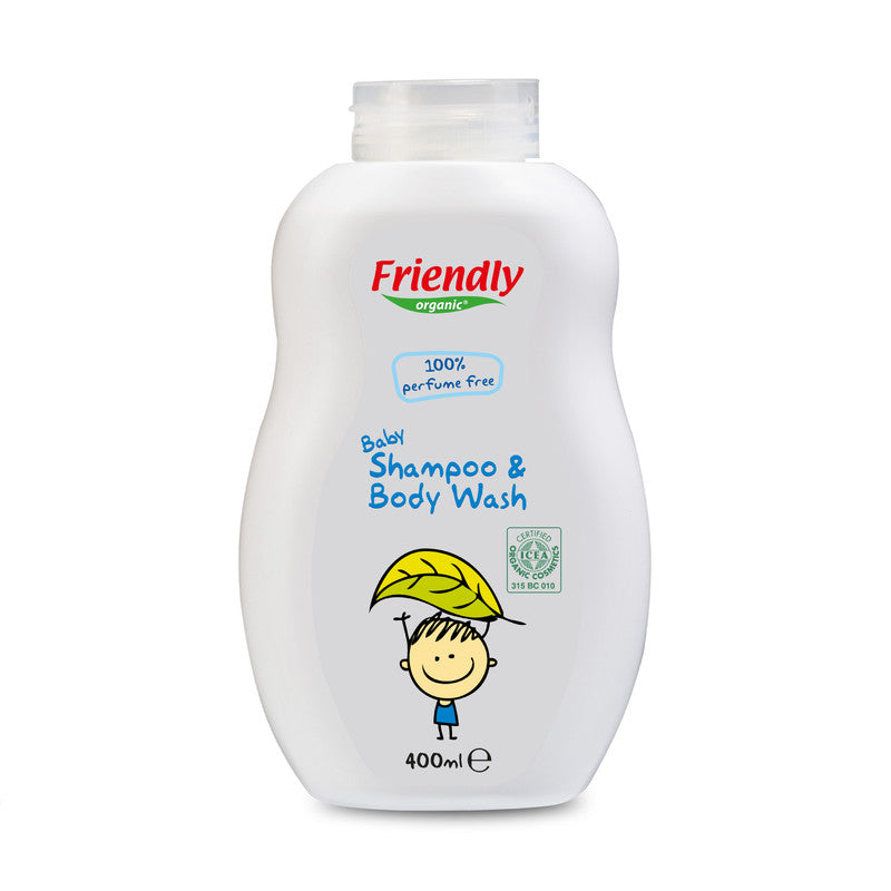 Friendly Organic Perfume Free Baby Shampoo & Body Wash 400ml - Clear