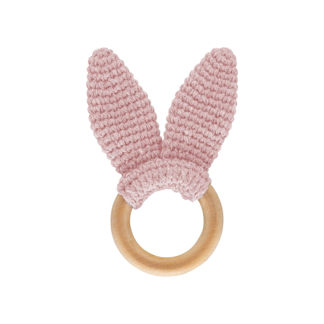 Babyjem - Amigurumi Wooden Ring Teether for Baby -  4+ Months -  Pink