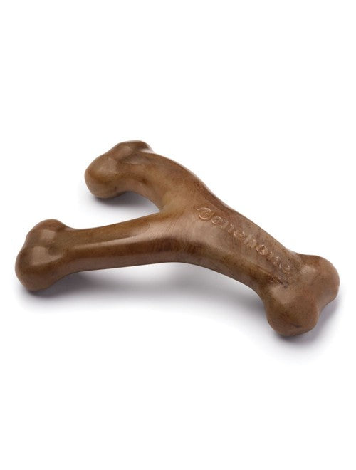 Benebone Wishbone Dog Chew Toy for Aggressive Chewer Bacon Flavor Large