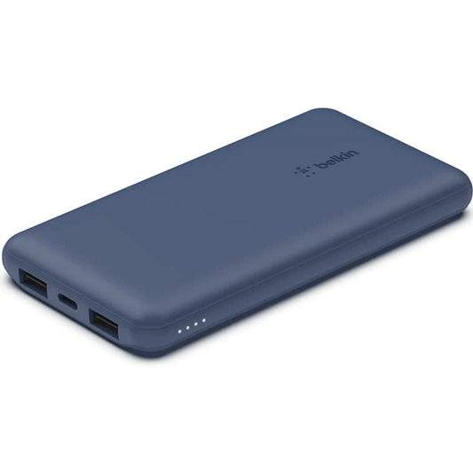 Belkin 10K Power Bank with USB-C 15W, Dual USB-A, 15cm USB-A to C Cable (BL-PB-B011-1000C-BLU)