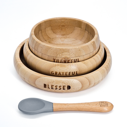 Once Upon a Dua - My First Breakfast Set (4pc Bamboo Set) - Stone Blue
