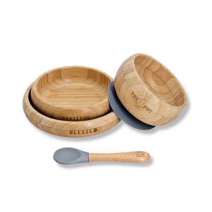 Once Upon a Dua - My First Breakfast Set (4pc Bamboo Set) - Stone Blue